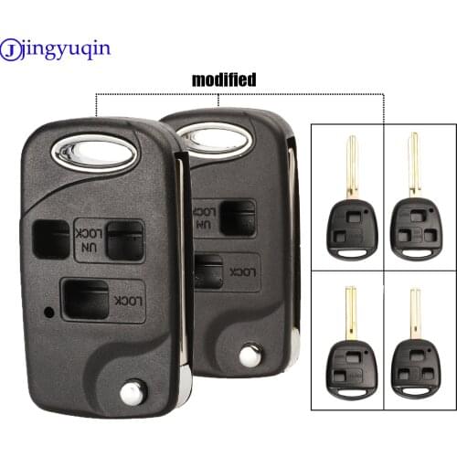 Jingyuqin 10ps Toy43 Toy47 2/3 Buttons Remote Folding Flip Car Key Shell Case For Toyota Yaris Carina Corolla Avensis Cover