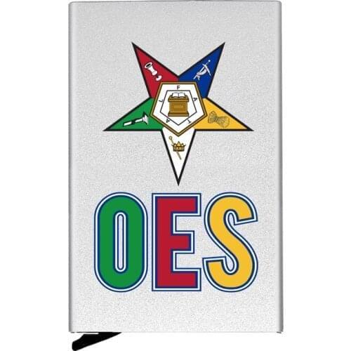 Masonic Classic Order of the Eastern Star OES Printing ID Credit Card Holder Mini Rfid Wallet Automatic Pop up Bank Card Case