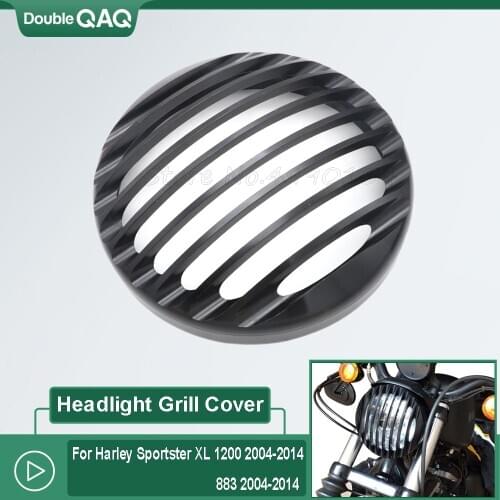 Motorcycle 5 3/4" Aluminium Black Headlight Grill Cover Kit Fits For Harley Sportster 883 XL1200 From 2004 To 2014 Iron New