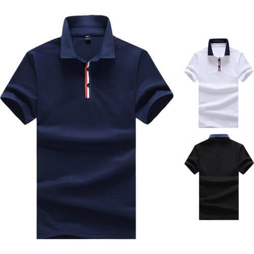 Summer Mens Brand Tops Fashion Trend Design Casual Slim Pure Color Breathable Mens High Quality Cotton Short Sleeve Polo Shirt
