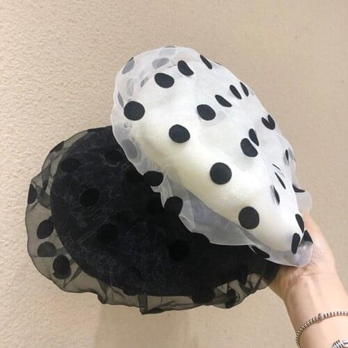Summer New Style Printed Polka Dot Mesh Beret For Women Spring Summer Fashion Retro Style Painter Hat Newsboy Caps Artist Baret