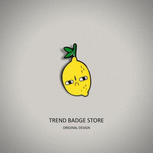 Lovely hot style fruit women Brooch , naughty lemon baby acid is about to shed tears Enamel Label Pins Shirt Badge