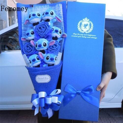 Kawaii Stitch Plush Toys Anime Lilo And Stitch Soft Stuffed Animal Dolls Stich Plush Bouquet Gift Wedding Party Gift No Box