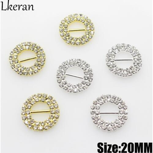 Fashion 10Piece 20mm Mini Double row round Rhinestone buckles (Pole10mm) Crystal slide buckle Manual DIY hair Ribbon accessoryes