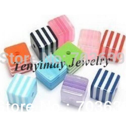 Fashion Acrylic Jewelry Findings 8mm Cubic Stripe Acrylic Beads 500pcs/Lot Free Shipping