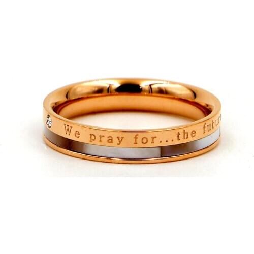 Fashion Brand Love Round Shell Letter Finger Ring Crystal Rose Gold Color Stainless Steel Women Wedding Christmas Gift