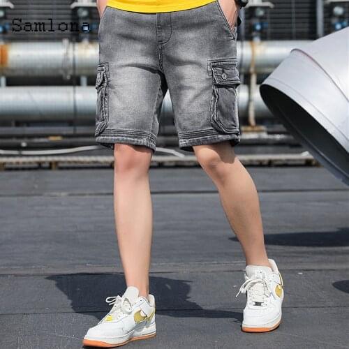Mens Denim Shorts Sexy Leisure Jean Cargo Pants Fashion Multi-Pocket Summer New Casual Demin Short Jeans Male Clothing 2021