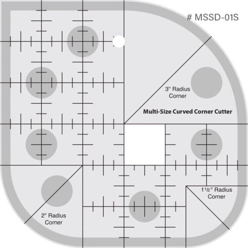 NON slip Multi-size curved corner cutter Quilt Ruler NEW Round 1.5" 2" 3" radius corner #MSSD-01S