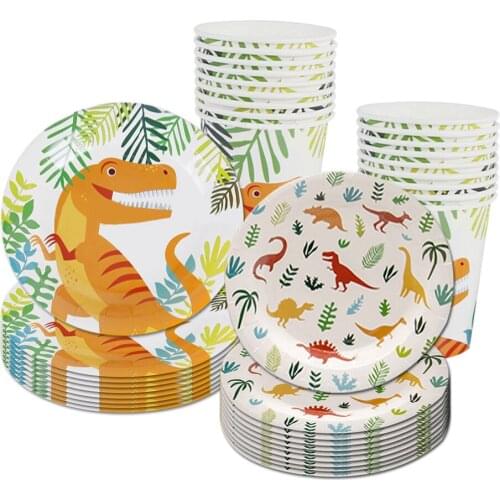 8 Guests Smile Dinosaur Disposable Tableware Jurassic World Dinosaur Plate Napkin Roar Happy Birthday Party Decor Boys 1st Dino