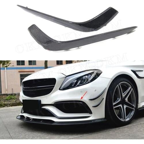 C Class Carbon Fiber Front Bumper Fog lamp Cover trims for Mercedes Benz W205 C63 AMG C200 C260 C300 Sedan Coupe 15-17