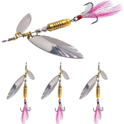 1Pcs 2021 Luya Lure Sequins Metal Willow Leaf Sequins Fake Bait Rotating Hand-cranked Feather Hook Artificial Bait Fishing Gear