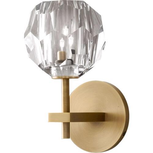 Industrial Wall Light Frosted Glass Wall Mount Decorative Retro Wall Lights for Living Room Wall Sconce Round Base Crystal Lamps