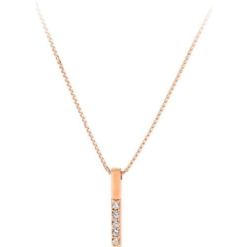 Simple Strip Pendant Necklace Inlay AAA Cubic Zircon Geometric Jewelry for Women Wedding Party Dainty Charm Clavicle Chain