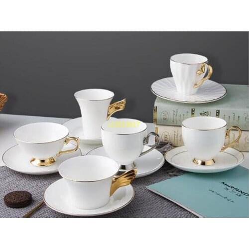Promotional Gift Ceramic Cup Chain Hotel Restaurant Bone Porcelain Coffee Cup and Plate Set