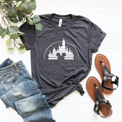 Retro Home Castle Shirt The Magic Kingdom Mouse Micky T-shirt Cute Minnie Graphic Tee Family Vacation Tees Kawaii Tumblr Tops