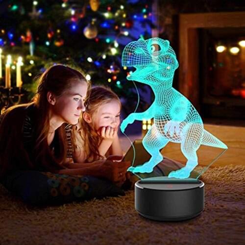 Halloween 3D Dinosaur LED Lamp Colorful 7 Colors Acrylic Dinosaur Touch Control Night Light Table Room Bedroom Decoration
