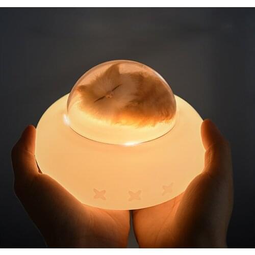 LED Bedroom Bedside Nursing Light With 7 Type Changeable Color Cartoon Animal Cute Pet Spaceship Silicone Sweet Kitty Night Ligh