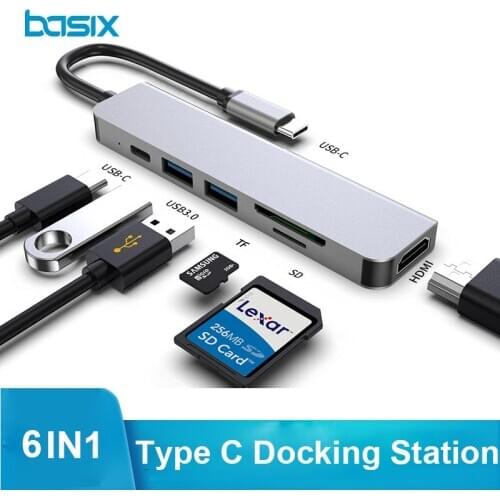 USB 3.1 Type-C Hub To 4kHDMI-compatible Thunderbolt3 USB C Hub with Hub 3.0 TF SD Reader Slot PD for MacBook Pro Huawei Matebook