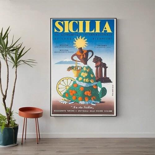 W540 Silk Fabric Poster Wall Art Decor SICILIA VINTAGE Classic Movie Trend Fashion Decoration Bright Gift