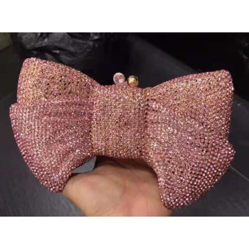 XI YUAN Women Bow Tie Party Wedding Cocktail Crystal Diamond Evening Bags Blue Gold Clutch Lady Clutches Bags Female Evening Bag