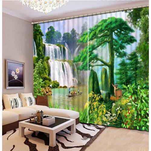 Custom 3d stereoscopic curtains Waterfall Wonderland 3d curtains for bedroom living room blackout curtains glass beads curtain