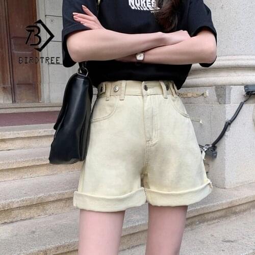 Spring And Summer New Womens Casual Loose Adjustabe High Waist Denim Shorts Fashion Wide Leg Shorts Female Bottoms B18517X
