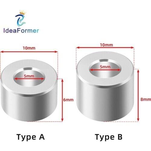 10/20Pcs 3D Printer Parts Openbuilds V-Slot Aluminium Isolation Column Non-threaded Spacer Separate Pillar Quarantine Bore 5mm