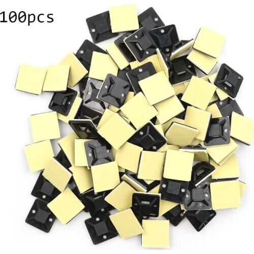 100Pcs Self Adhesive Stick-on Mounts For Cable Ties / Routing Looms Wire & Cable Base Clamps Clip Hot