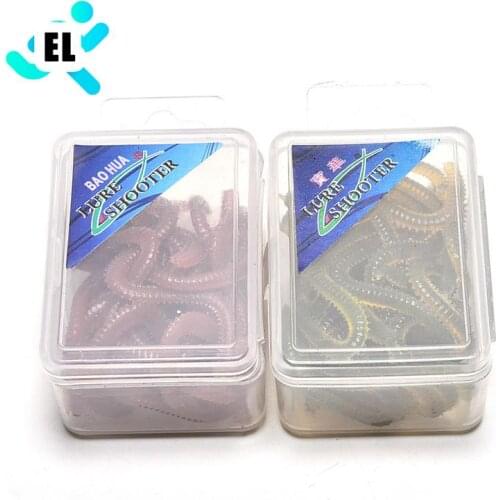 15 Pcs = 1 Box Tackle Soft Bait Lifelike Fishy Smell Lures Red Green Artificial Sea Worm Worms Simulation Fishing Lure