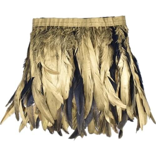 2Meters Spray Gold Rooster Tail Coque Feather Trim Ribbon Pheasant Feathers for Crafts Clothes Party Decoration DIY Plumas Decor