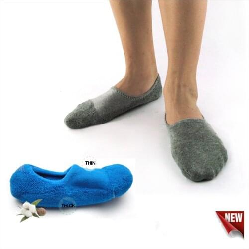 2018 New All Seasons Men Fashion Solid Color Bottom Towel Ring Silicone Non-slip Off Boy Trend Invisible Cotton Boat Socks B101