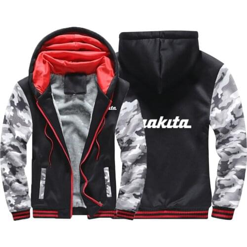 2021 Winter Mans Makita Logo Hoodies Plus Velvet Thickening Casual Comfortable Sweatshirts Zipper Casual Jacket Coats
