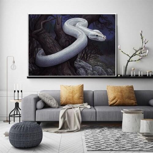 Abstract Oil Painting Living Room Decoration White Snake Poster Boa Poster Vintage Wall Decor Scandinavian Decor Cuadros Print