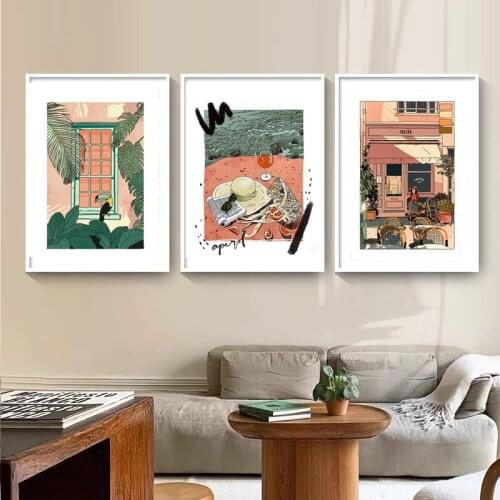 Japanese Style Oak Leaves Abstract Artwork Beach Landscape Art Prints Tretar Store Modern Posters Canvas Painting Home Decor