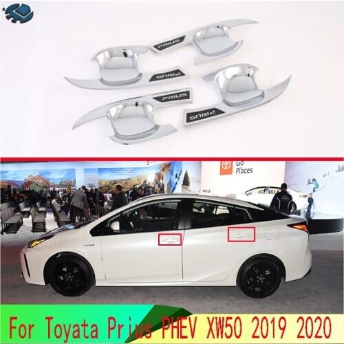 For Toyata Prius PHEV XW50 2019 2020 Car Accessories ABS Door Handle Bowl Cover Cup Cavity Trim Insert Catch Molding Garnish