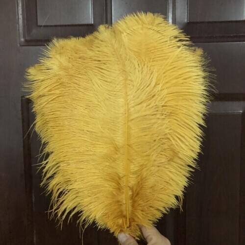 Free Shipping 50PCS Gold Yellow Dyed Natural Fluffy Ostrich Feathers 15-20CM to 55-60CM Long DIY Home Party Decorations Plumages