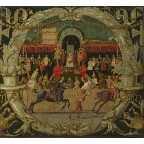 Free shipping wall art decoration picture classical figures horse racing oil painting canvas prints printed on canvas