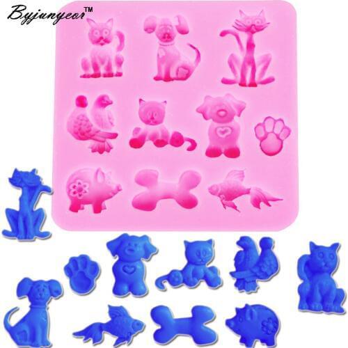 Byjunyeor M082 3D Dog Pooch UV Resin Silicone Mold Fondant Chocolate Candy Lollipop Crystal Epoxy Soft Clay Bake Tools