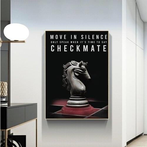 Move in silence, only speak when its time to say checkmate. Wall Art Home Decor Canvas Prints Motivational Chess Poster Paintin