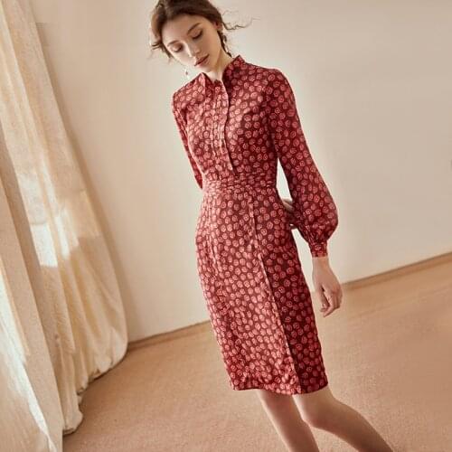 2020 Latest Printing Elegant One-piece Woman Dress,Long Sleeve Fit Well Dress