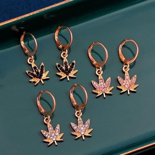 Flatfoosie Charm Shine 3Color Crystal Leaf Drop Earrings Girls Fashion Gold Color Alloy Earring Geometric Statement Jewelry Gift
