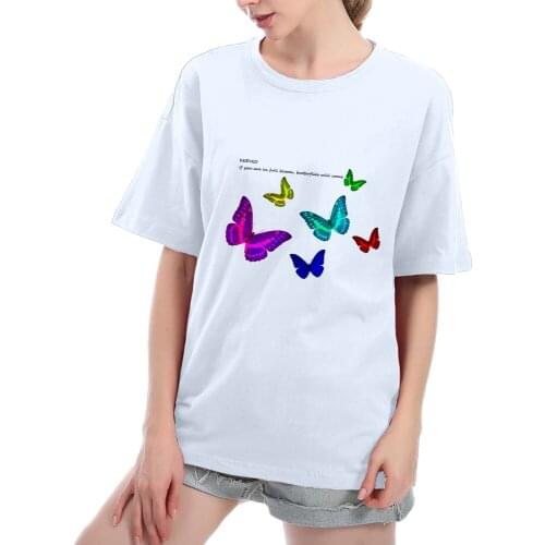 Oversized T-shirt Butterfly Printed Women TShirt Harajuku Gothic Summer Short Sleeve Drop Shoulder T Shirts Female Casual Top