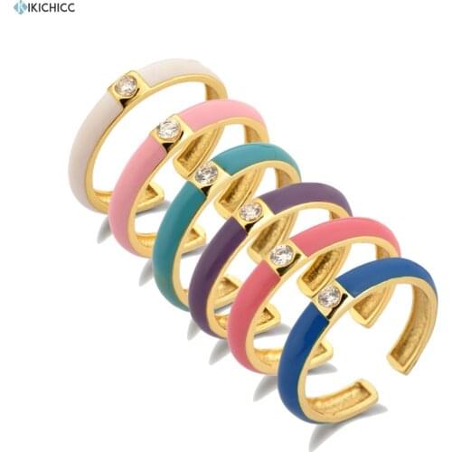 Kikichicc 2020 New 925 Sterling Silver Gold White Pink Turquoise Ring Adjustable Resizable One Zircon CZ Fashion Fine Jewels
