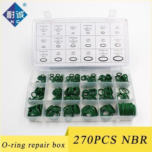 270Pcs 18 Sizes Rubber O ring Kit Green Metric Oring Washer Seals rubber ring gaskets Assortment Car Auto Vehicle Repair