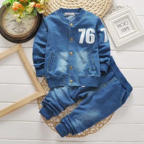 Boys clothing sets spring autumn children cotton denim coat+pants 3pcs suits casual cardigan sports outfits brand uniform suits