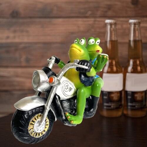 Motorcycle Frog Figurines Craft Biker Frogs Statue for Home Shelf Art Decor