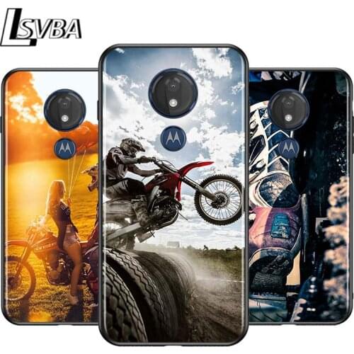 Motocross dirt bikes for Motorola G9 G8 G E7 E6 One Play Marco Hyper Fusion Stylus Power Edge Plus Black Phone Case