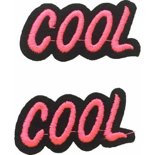 10Pieces/lot Pink COOL Applique Embroidery Patches Iron on Girl Patch Embroideried Clothes Parches termoadhesivos para ropa