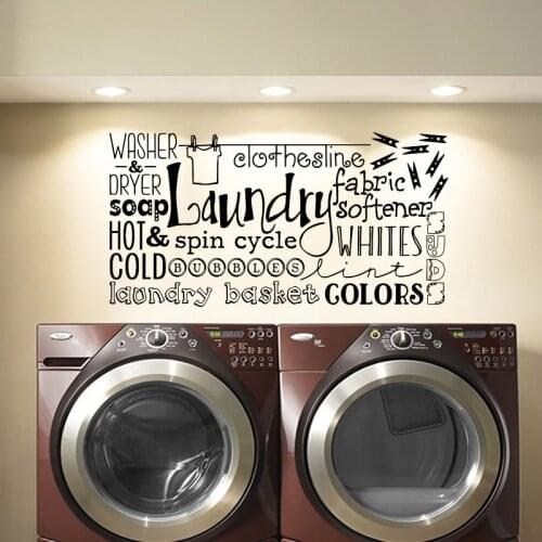 Laundry Room Rules Wall Sticker Bathroom Washroom Wash Dry Soap Inspirational Quote Wall Decal Vinyl Home Decor