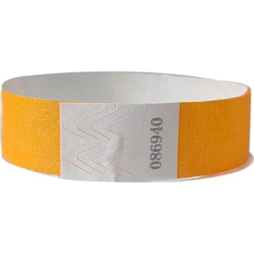 500 pieces Neon Orange Color 3/4 inch Tyvek Wristbands with Number, Beautiful Color Wristbands for Parties Events Identification